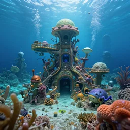 underwater alien playground, photorealistic, detailed