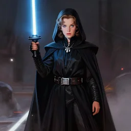film still, star wars, 1 8 years old dark lord of the sith judy garland, rim light, volumetric lighting, digital painting, artstation, concept art, smooth, sharp focus, illustration, art by arney freytag, glamour pose, greg rutkowski, soft ambient lighting, particle effects