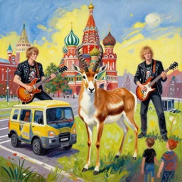 gazelle of death russian gaz - 2 7 0 5 van on a tour from moscow to vladivostok with punk band abroad color painting by kids