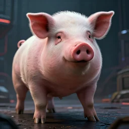 portrait of a pig with human body as a cursed fighter in a cyberpunk world, detailed, 8 k n - 4