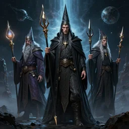 A cult of wizards, concept art, space, sharp, 4k, detailed