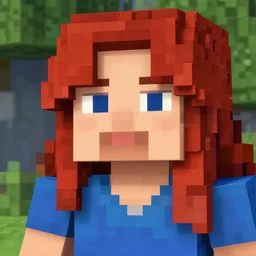 redhead woman, minecraft game art style, closeup