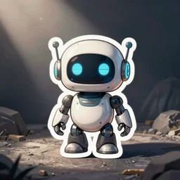digital art, sticker of a cute robot