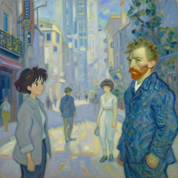 a photograph of a futuristic street scene, maximalist style, soft edges, finely detailed oil painting, impasto brush strokes, soft light, 8 k, dramatic composition, studio lighting, sharp focus, octane render, masterpiece, by vincent van gogh and makoto shinkai and claude monet