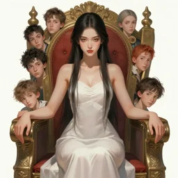 concept art of a beautiful goddess deity sitting on a throne | | cute - fine - face, pretty face, fine details by stanley artgerm lau, wlop, rossdraws, james jean, andrei riabovitchev, marc simonetti, and sakimichan, trending on artstation