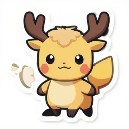 cute miss mascot haydaim haydaim sawsbuck pokemon sticker art, cronobreaker, beeple game icon