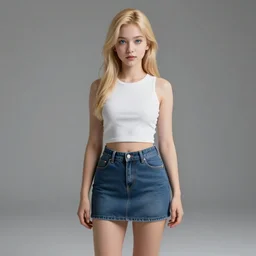 highly detailed photography, photorealistic, young girl, blonde hair, blue eyes, in short mini skirt, full body shot, hyperdetailed, airbrushed, unreal engine, global illumination, ultra detailed