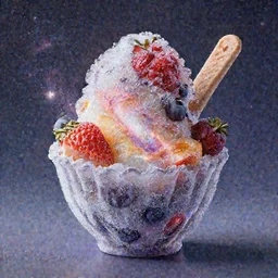 A beautiful galaxy made of ice-cream and fruits