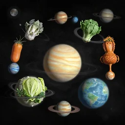 the solar system but the planets are vegetables