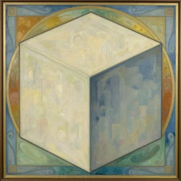 beautiful art nouveau painting of companion - cube!!!!!!!!!!!!!!!!! companion - cube!!!!!!!!!!!!!!!!!, by william morris, mucha, gaudy colors. intricate linework. sharp edges.