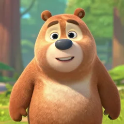 a cute bear character by pixar