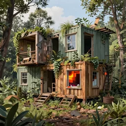 a beautiful hyperdetailed illustration of abandoned unfinished building nature container home urbex by pierre de meuron, wilderness thermal vision, archdaily, wallpaper, highly detailed, trending on artstation.