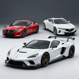 a sports car based on nissan, acura and chevy sports car body styles, nissan sports cars, chevy sports cars, acura sports cars, red and black paint, trending on artstation, unreal engine, studio lighting, sport car concept, concept art, by jon sibal and khyzyl saleem