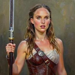 natalie portman as a passionate exotic warrior, high detailed, award winning, acrylic painting