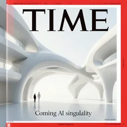 TIME magazine cover, the coming AI singularity, by Tadao Ando and teamLab