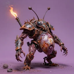 airbrush macro insect viscera as * dead god *, carapace rust crapped dystopic armor, chris foss, enric torres, alberto bontempi, feng zu hyper realism, narrative light, puce colors, epic, hyper detailed, awe inspiring, award winning horror, torch lighting, hyper realism, cinematical