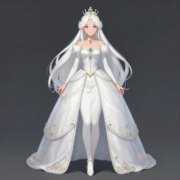 full body shot of female princess with white hair full, by Wlop and jerry park, artstation, detailed