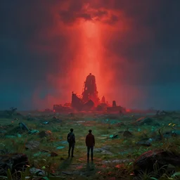 a distant colony emerges out of the gloom, photo by beeple and ian mcque and simon stalenhag, trending on artstation, photorealistic lighting, octane render, 4 k, hd, saturated vibrant colors