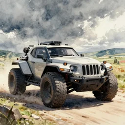 a concept art of a vehicle, watercolor painting, artstation