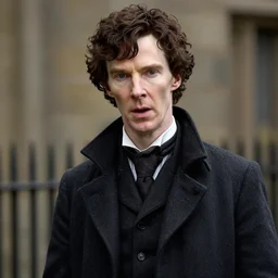 Benedict Cumberbatch as Sherlock with a distorted face