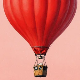 red weatherballoon, detailed, drawn by jean giraud and moebius, red tones, flat colors