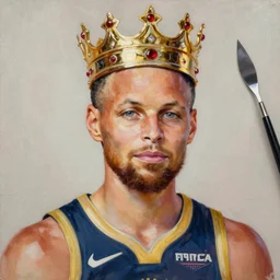 palette knife oil painting portrait of stephen curry, a king - with gold crown with rubies, man in mafia wear and australian aboriginal body paint, concrete balcony, nightclub, artstation trending, artgerm, any racial background, deviant art, hipster, octane, substance, art history 8 k