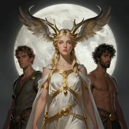 portrait of artemis, goddess of the moon, digital art by artgerm and karol bak, android jones and atey ghailan