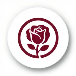 [ circular app logo of a rose ]! on a [ white background ]!!, simple!! art style, award winning, [ 4 k ], pinterest logos, centered!, golden ratio!, [ symmetrical ]!!