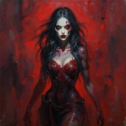 woman, hell, horror, popular fantasy art abstract painting generated by artificial intelligence, 8K UHD, trending on artstation, extremely detailed
