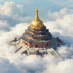 a temple in the clouds, orthographic projection, by greg rutkowski and james gurney, trending on artstation