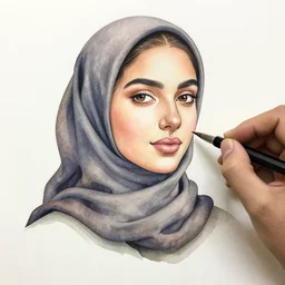 the arab woman. watercolor with pancil by hugo pratt.