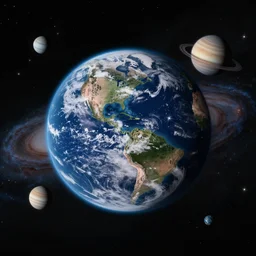 planet earth as bowling ball seen from space, universe, stars, planets galaxy, space aesthetic n - 4