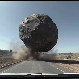 Asteroid crashing, dash cam, photograph
