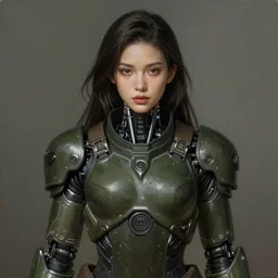 a professional painting of a beautiful young female, clothed in stealth armor, cybernetic implants, olive skin, long dark hair, beautiful bone structure, symmetrical facial features, intricate, elegant, digital painting, concept art, smooth, sharp focus, illustration, from Metal Gear, by Ruan Jia and Mandy Jurgens and Artgerm and William-Adolphe Bouguerea