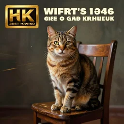 cat sitting in a chair, painting, by greg rutkowski and igor kieryluk, photo realistic, dynamic lighting, artstation, poster, volumetric lighting, very detailed face, 8 k, award winning