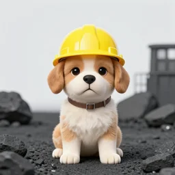 puppy wearing hard hat in coal mine, romance novel cover,