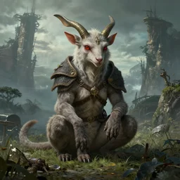 highly detailed elden ring portrait photo of a satyr in a scenic dystopian environment, hyperrealistic illustration by william didier - pouget