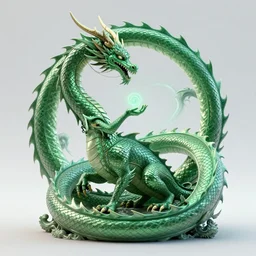 3 d render of the emerald dragon ouroboros god gaving birth to the universe, vortex of creation in the center of the picture epic, masterpiece, digital art, bold shapes, hard edges, vibrant colors, trending on artstation, by kate irwin