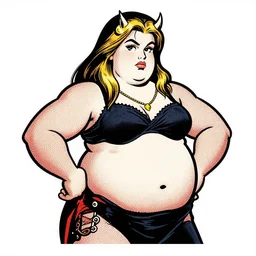 a fat valkyrie. roy lichtenstein style. halftone dots. comic book look
