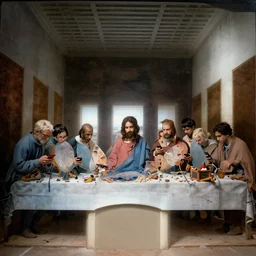 the last supper everyone looking at their phone
