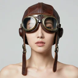 portrait of woman wearing old leather air - aviator and steampunk goggles, red tones, detailed drawing, lines, moebius, jean giraud