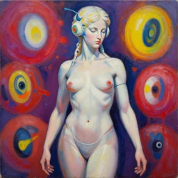a beautiful painting cyberpunk athena, by kusama yayoi realistic picassooil painting