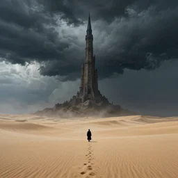 epic storm by greg rutkowski the last tower. sand. hero on lonely path. ominous. 3 8 4 0 x 2 1 6 0