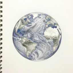 a pencil drawing of a 🌎. by pen tacular.