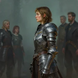 side profile painting by hsiao ron cheng and thomas blackshear, of imogen poots in gloomhaven paladin armor, 5 4 k rtx hdr volumetric lighting matte painting, by artgerm, eve ventrue, magali villeneuve, jeremy lipkin, rob rey, christophe vacher