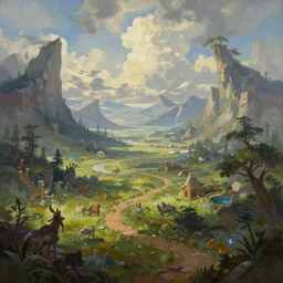 a beautiful landscape fantasy landscape painting of a jund panorama. magic the gathering land art by asher brown durand and marc simonetti, trending on artstation hq 8k