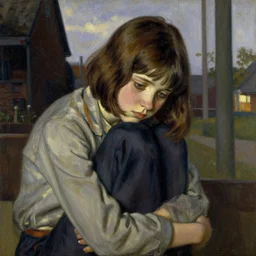A sad girl, artwork by Norman Rockwell, cinematic view, high quality