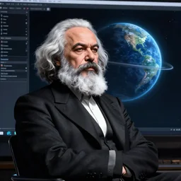 Karl Marx pondering his Orb by Unity Engine, HDR