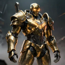 a dark sci fi 3 d render of an evil sentinel lord wearing metal armor with long massive panels, cinematic lighting, smooth, high detail, glowing eyes, realistic led tube lights, unreal engine, octane render, by vitaly bulgarov artstation, golden rule, by michael hussar, vray, fog volumes, vivid color glow, cgsociety