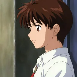 young beautiful boyish natalie portman side profile, cel - shaded, cel - shading, 2 0 0 1 anime, flcl, jet set radio future, strong shadows subsurface scattering, cel shaded